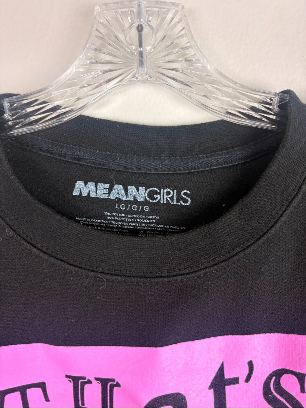 Mean Girls That’s So Fetch Pullover Long Sleeve Sweatershirt in Black/Pink - Picture 3 of 5